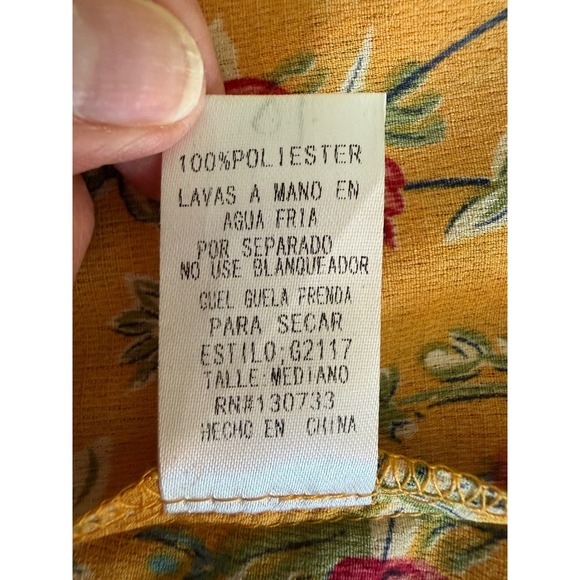 Umgee Floral Midi Dress Women Size M Mustard Yellow Boho Crochet Cottagecore - Picture 10 of 10